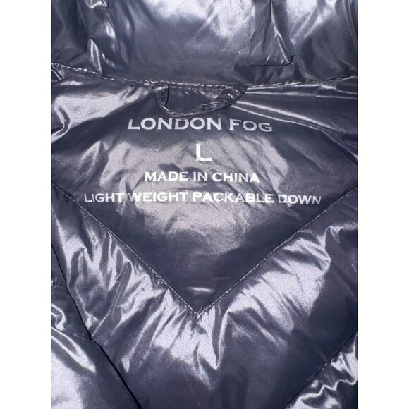 London Fog Black Light Weight Packable Down Puffer Jacket L Travel Outdoors - Picture 4 of 11